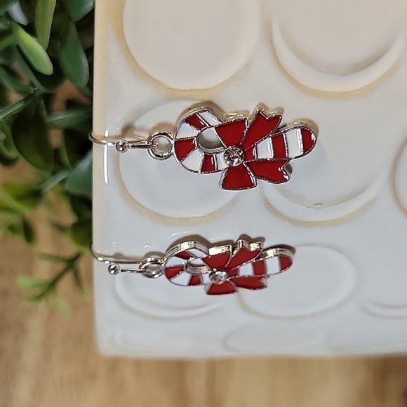 Candy Cane Charm Drop Earrings - Picture 5 of 6